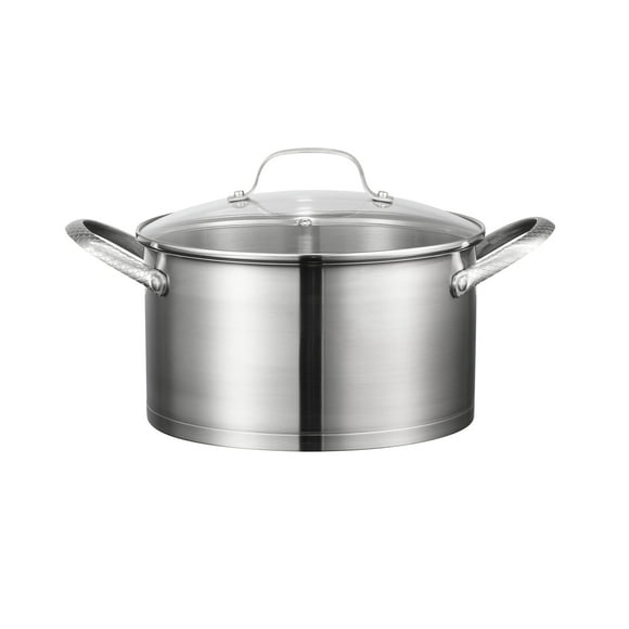 Starfrit The Rock Wave Marmite 5,6L (4,9Qt) en acier inoxydable avec couvercle, Poignées antidérapantes Wave.Tec, Acier inoxydable, Va au four, Sans AFPO, Facile à nettoyer, Argenté