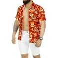 thumbnail image 2 of HAPPY BAY Men's Hawaiian Shirts Short Sleeve Button Down Shirt Floral Shirt Men Vacation Tropical Beach Summer Party Shirts for Men Funny S Anthemion Motif, Red, 2 of 6