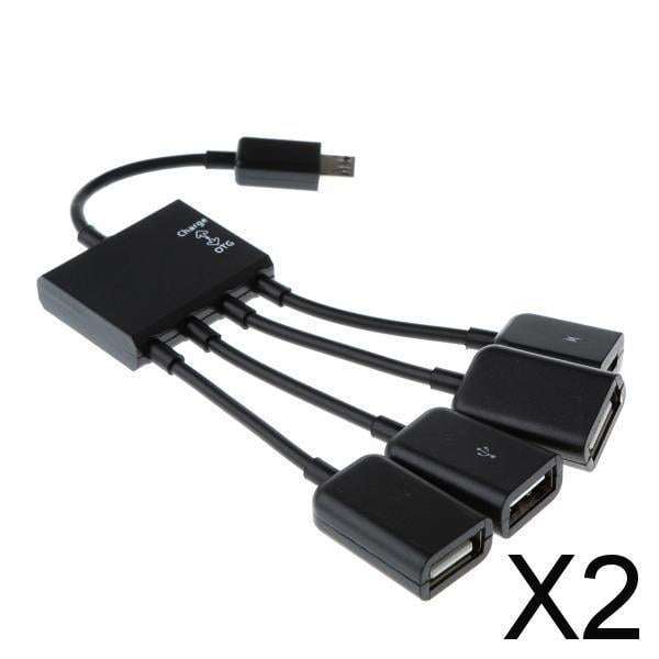 BELOVING 2X 4 In1 Male to Female Micro USB 2.0 Power Charging Host OTG Hub Cable Adapter