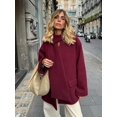 thumbnail image 1 of Abrigo de lana con cuello en V para mujer, chaqueta elegante de manga larga con bolsillo, color rojo vino, ropa de calle, novedad de otoño, 1 of 5