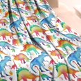 thumbnail image 3 of White Colorful Dinosaurs Pattern Blanket,Comfortable Soft Flannel Throw Blanket,All Season,Warm Lightweight Blankets for Sofa Bed Couch Living Room Chair,30"x40", 3 of 4