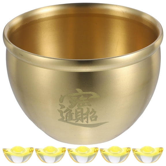 MUSEYA Brass Golden Decorative Bowl for Spring Festival Atmosphere 1Pack