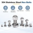 thumbnail image 4 of M5 x 100mm 304 Stainless Steel Hex Head Screws Bolts, Nuts, Flat & Lock Washers Assortment Kit, 10 Sets, 4 of 6