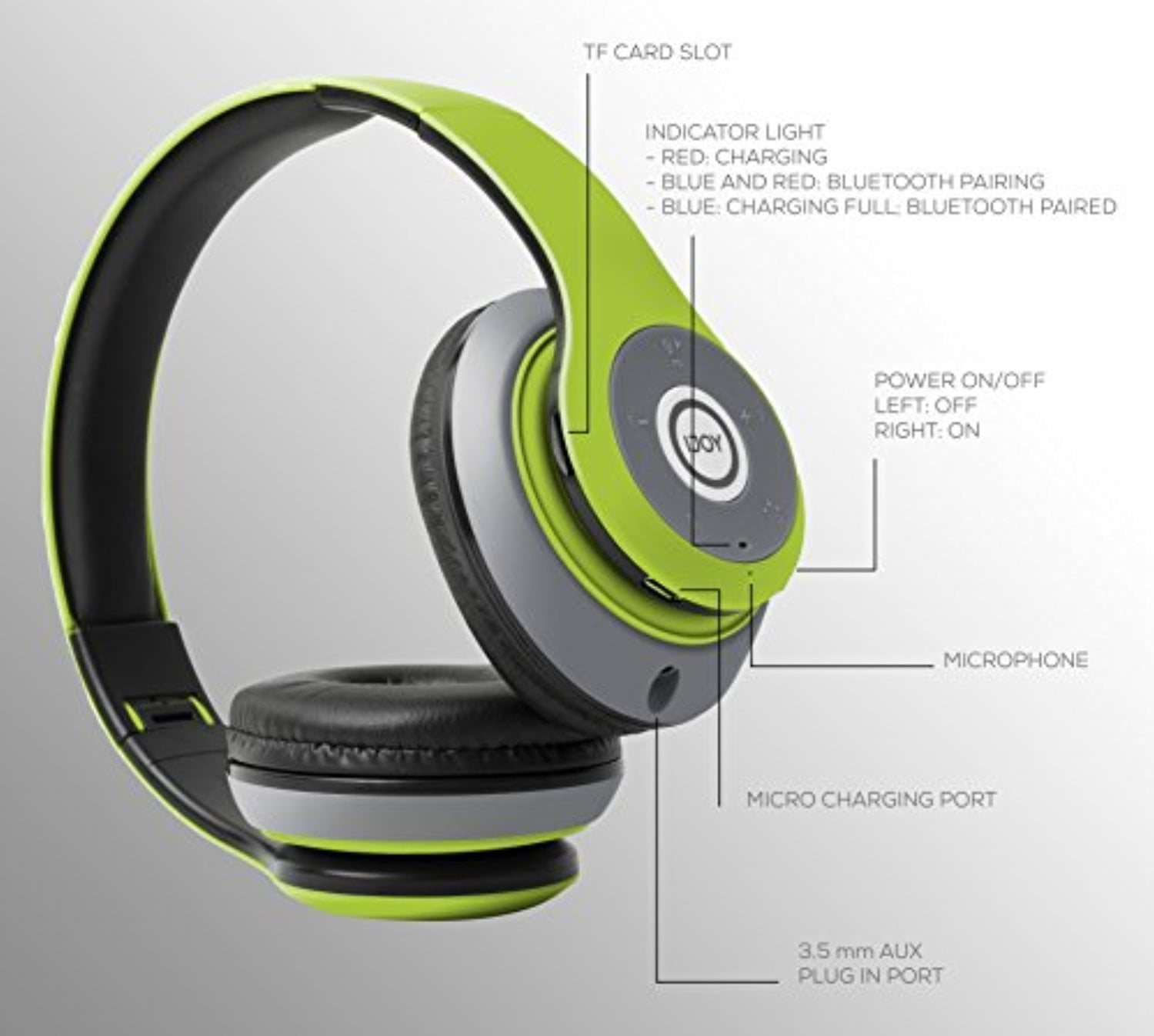 iJoy Matte Finish Premium Rechargeable Wireless Headphones Bluetooth Deep Bass Built in Mic Walmart