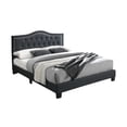 thumbnail image 3 of Pemberly Row Twin Burlap Fabric Upholstered Bed Frame with Slats in Charcoal, 3 of 5