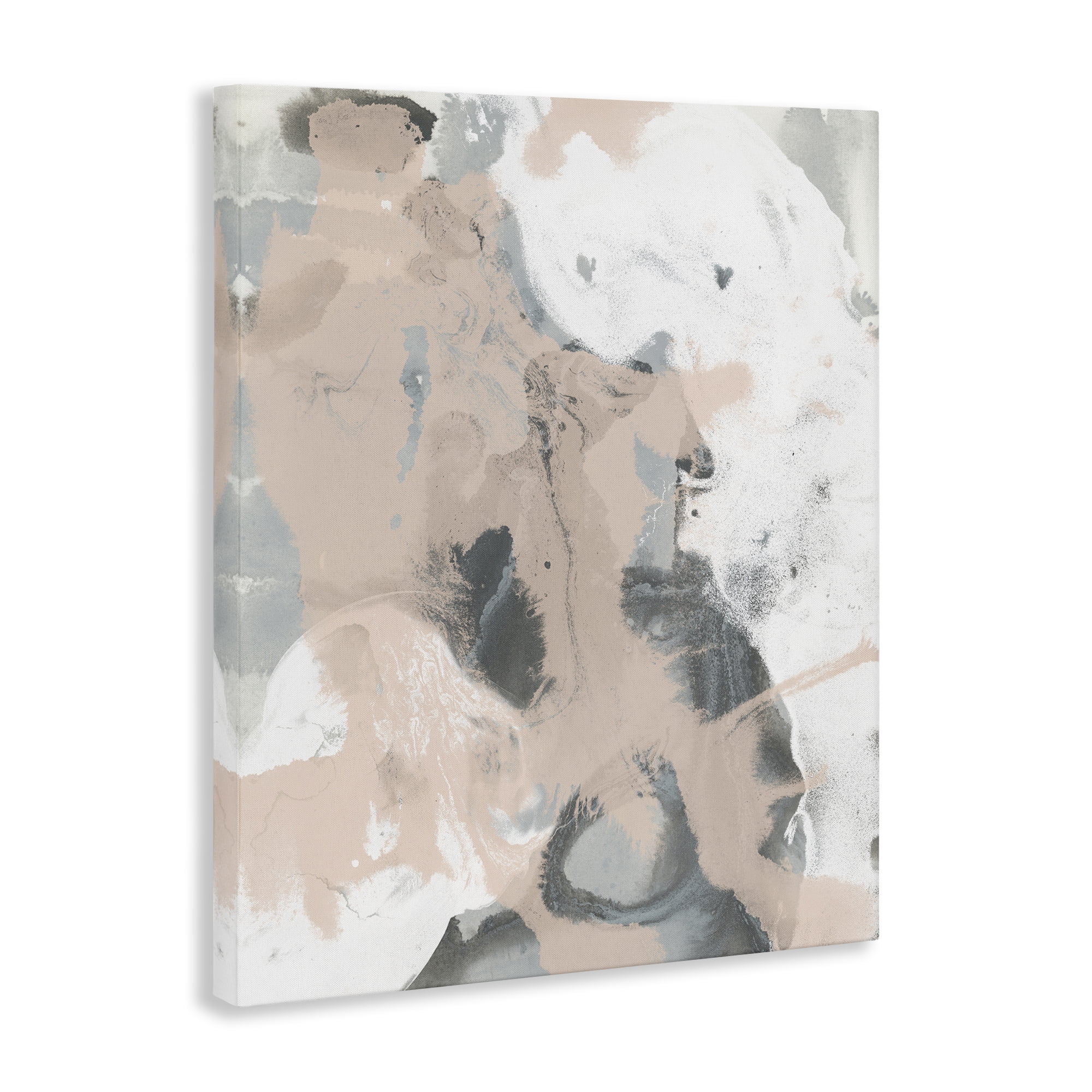 Stupell Industries Beige & Grey Splash Abstract Painting Wrapped Canvas Art Print Wall Art, 16 x 20