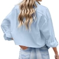 thumbnail image 3 of LEEYNEER White Long Sleeve Shirt for Woman Button Down Cropped Shirt Blouses for Women Dressy Casual Solid Lapel Shirt with Chest Pocket, 3 of 6