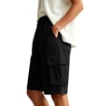 thumbnail image 5 of VBVC Women's Adjustable Elastic Waist Cargo Shorts , Summer Hiking Athletic Shorts For Women , Ladies' Knee Length Bermuda Shorts with Multi Pockets,Black,S-3XL, 5 of 5