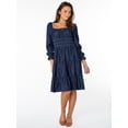 thumbnail image 3 of Celebrity Pink Women's Long Sleeve Lace Trim Midi Dress, Sizes XS-XXXL, 3 of 7