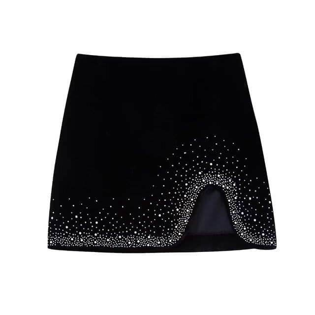 Black velvet mini skirt with zipper hotsell