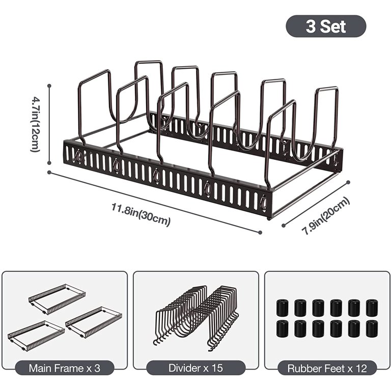  Puricon 15 Adjustable Dividers Pot Rack Pan Lid