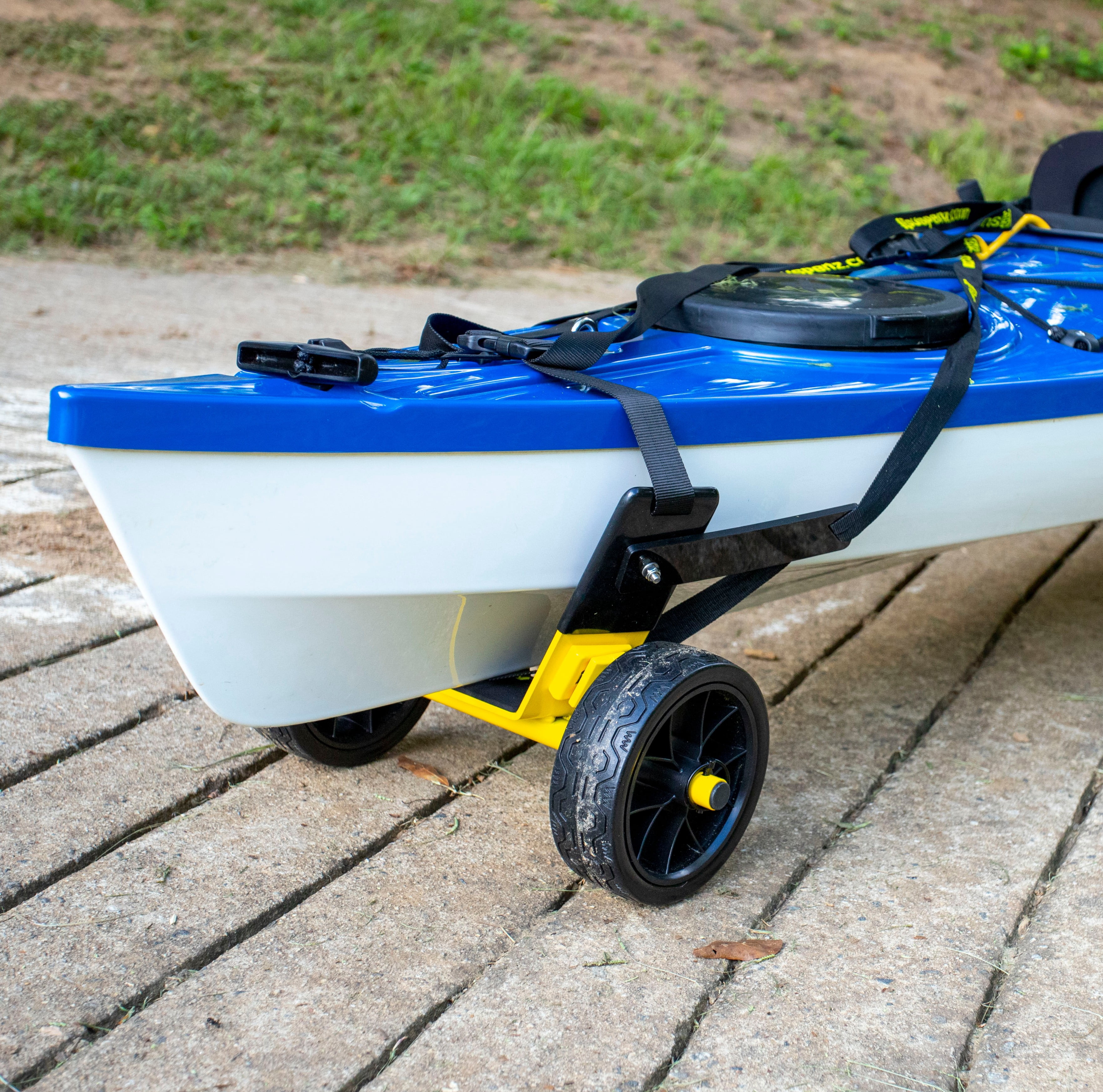 Suspenz Kayak Canoe Stern Cart, EZ-Stow Transport Trolley, Straps, Lightweight, Compact, 130lb Capacity