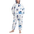 thumbnail image 2 of Pijamas de una pieza con estampado de patrones de animales de dibujos animados de Jammies con capucha para niños para uso doméstico, 2 of 5