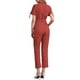 thumbnail image 3 of INSPIRAR CHIC Mono de Mujer de Manga Corta con Cuello, Botones, Cintura Ajustable, Mono de Algodón Cargo en Rojo, 3 of 6