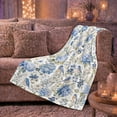 thumbnail image 6 of Blue Hydrangea Bird Autumn, Cozy Bird Art Scene, Warm Flannel Blanket for Living Room and Reading Nook with Detailed Artwork, Bird Lovers Thanksgiving Gift, Artistic Home Decor, 6 of 9