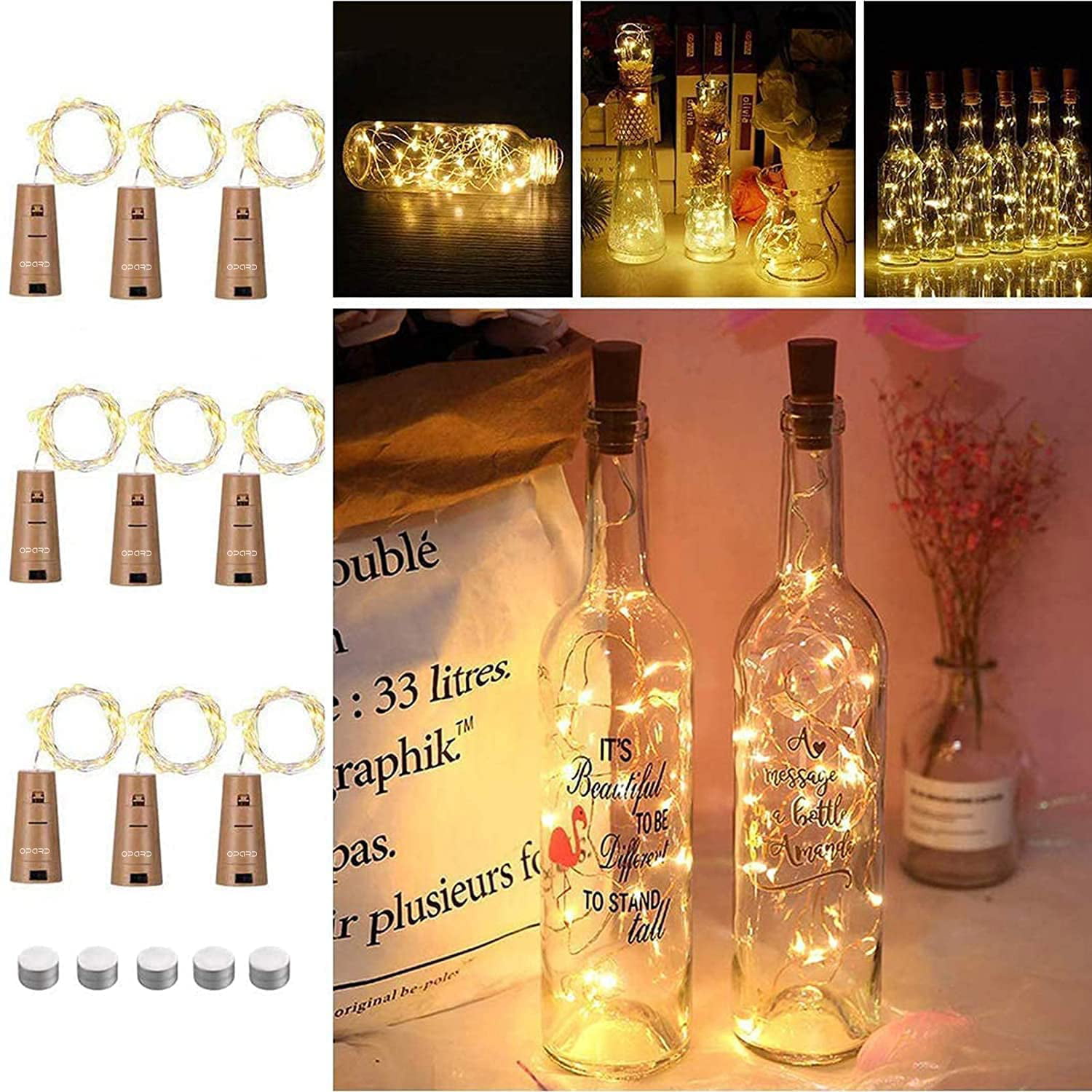 6x 20 LED Wine Bottle Cork Light Copper String Light Lamp Xmas Decoration 2M 