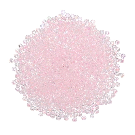 1600Pcs Glass Seed Beads, 2mm 11/0 Loose Mini Beads with Hole, Bulk Craft Spacer for Jewelry Making, Pink AB