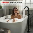 thumbnail image 3 of sumerain Matte Black Freestanding Bathtub Faucet, Floor Mount Tub Faucet with Hand Shower Brass Single Handle Tub Filler with Swivel Spout, 3 of 16