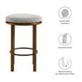 thumbnail image 6 of Counter Stool Chair, Set of 2, Walnut Taupe Gray, Fabric, Wood, Bar Pub Cafe Bistro Dining Kitchen Hospitality Restaurant, Modern Contemporary HB36722, 6 of 8