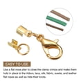 thumbnail image 4 of Unique Bargains 20Sets 3mm Fold Over Cord Ends with Lobster Claw Clasps, Terminator Crimp End Caps, Gold Tone, 4 of 7