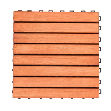 Vifah 12"L x 12"W 6 Slat Eucalyptus Interlocking Brown Deck Tile ...