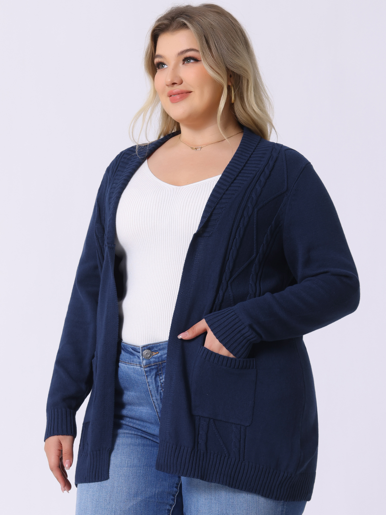 DARING DIVA Women's Plus Size Classic Cardigan Sweaters 1X Dark Blue
