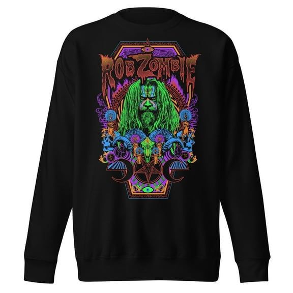 Rob Zombie Psychedelic Jumbo Print Unisex Sweatshirt - Black - Small