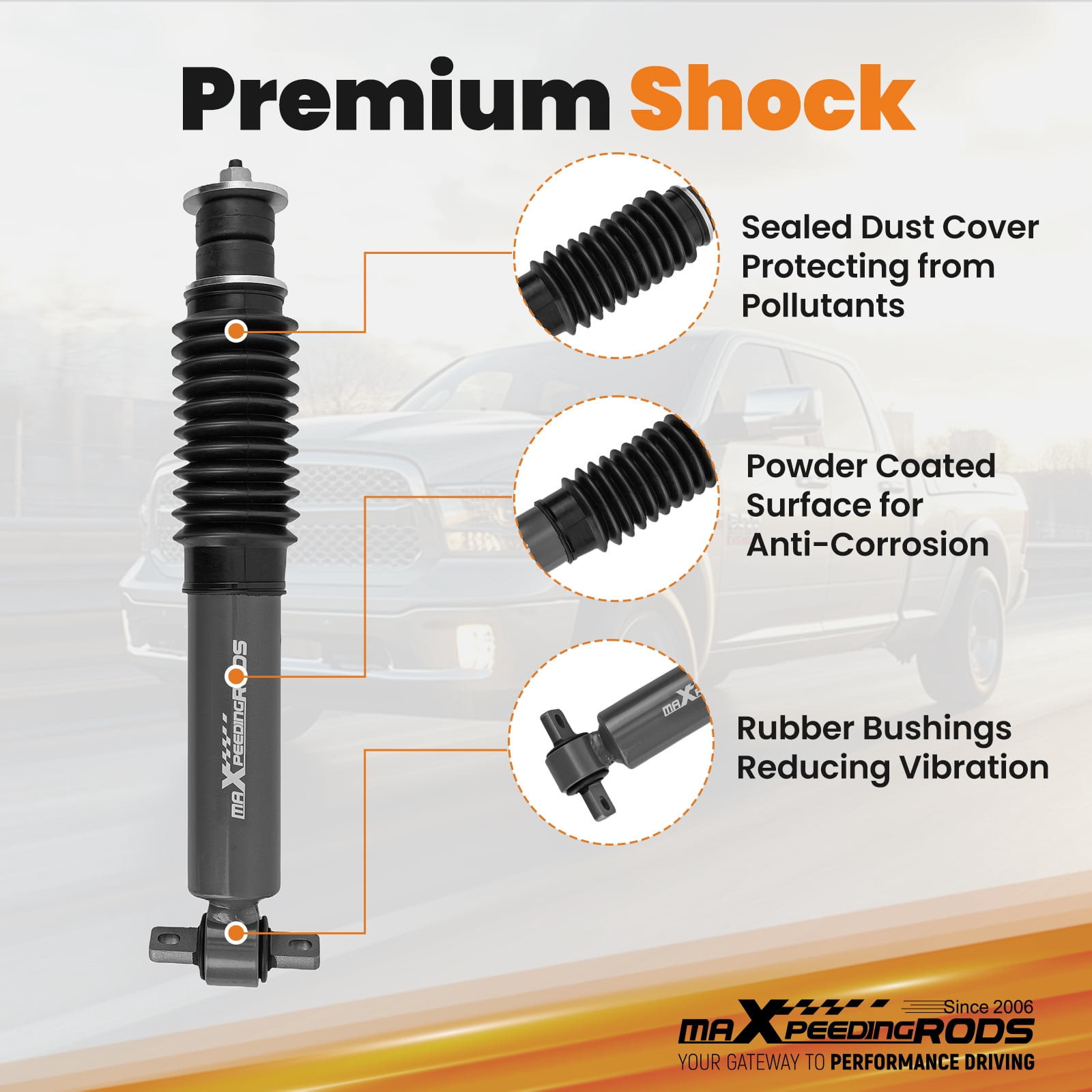 maXpeedingrods 2” Leveling Lift Kit w/Shocks for Dodge Ram 1500 2WD 2009-2021 Front Coil Spring, for V8 only