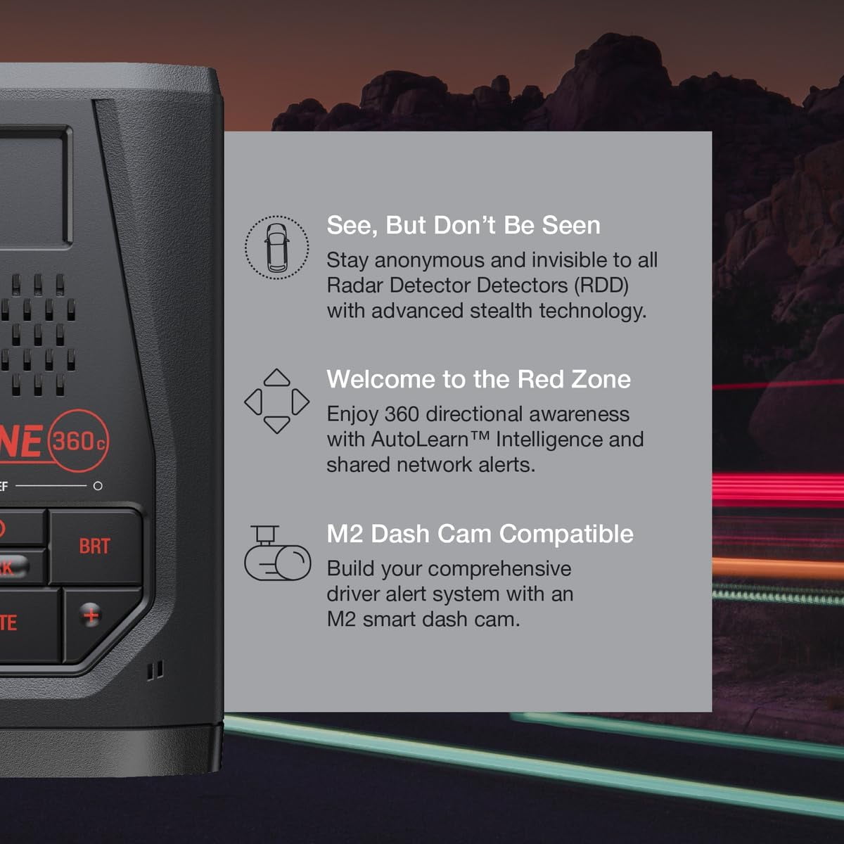Escort Redline 360c Laser Radar Detector – Extreme Range, AI Assisted Filtering, 360°  Directional Awareness,  Rapid Response Times, Wi-Fi, GPS Based