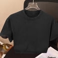 thumbnail image 4 of Cropped T Shirts for Women Vintage Tees Crop T-Shirts Oversized Cotton Tshirt Short Sleeve Casual Round Neck Basic Tees Loose Summer Top, 4 of 5