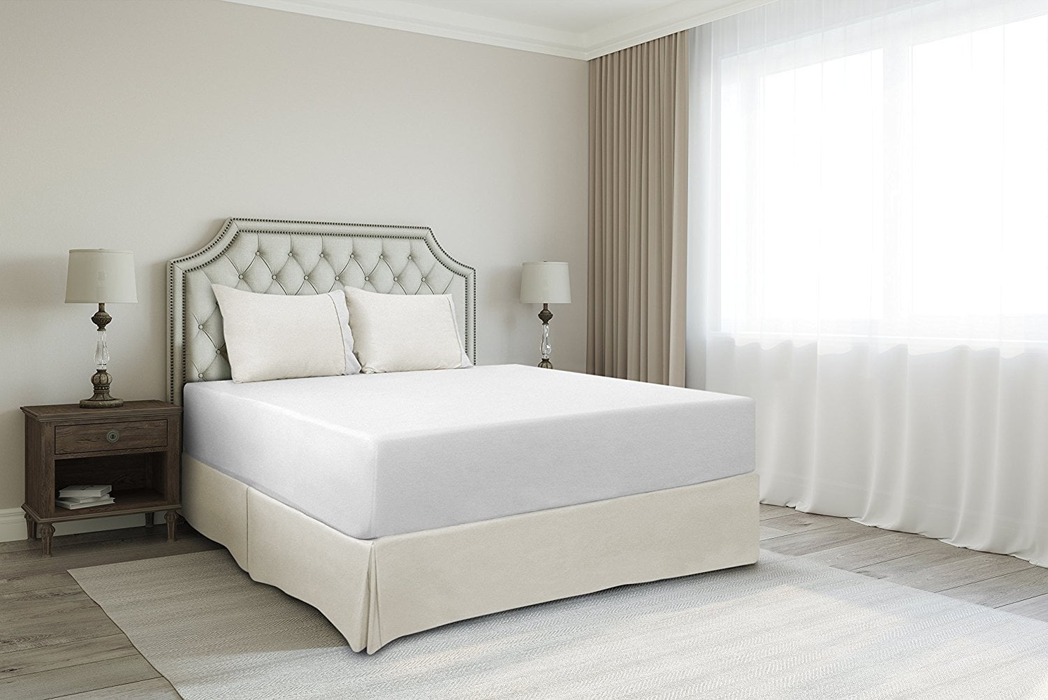 Lux Decor Collection Bed Skirt (King, Vanilla) Hotel Quality Long