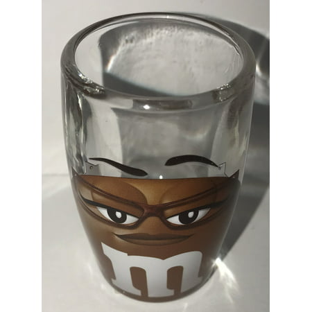 M&M's World Brown Big Face Clear Shot Glass New
