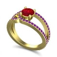 thumbnail image 2 of 2.50 Carat Round Cut Red Ruby & Amethyst Gemstone Classic Bridal Ring for her 18K Yellow Gold Size 8.5 by Diamond-Capitals, 2 of 8