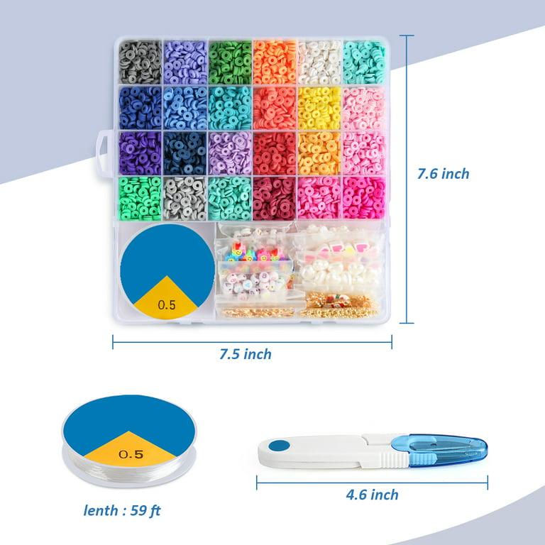 FGY 5540PCS Clay Beads Kit 24 Colors 6mm, DIY Bead Bracelet Kit for  Necklaces Jewelry Making