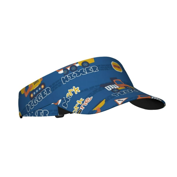 Fotbe Construction Vehicles Visera Deportiva con Diseño, Gorra Abierta Ajustable de Algodón para Mujer y Hombre