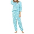 thumbnail image 3 of MODA NOVA Junior's Printed Long Sleeve Winter Flannel Pajama Sets Medium Blue, 3 of 7
