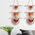 thumbnail image 2 of Cesta de frutas de tres capas para montar en la pared para cocina casera, bolsa tejida decorativa bohemia para frutas y verduras, 2 of 5