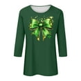 thumbnail image 4 of FDGIU ‌‌‌‌‌‌‌Women's St. Patrick's Day Graphic Tee - Short Sleeve Crew Neck Comfort Fit Shamrock Print, 4 of 5