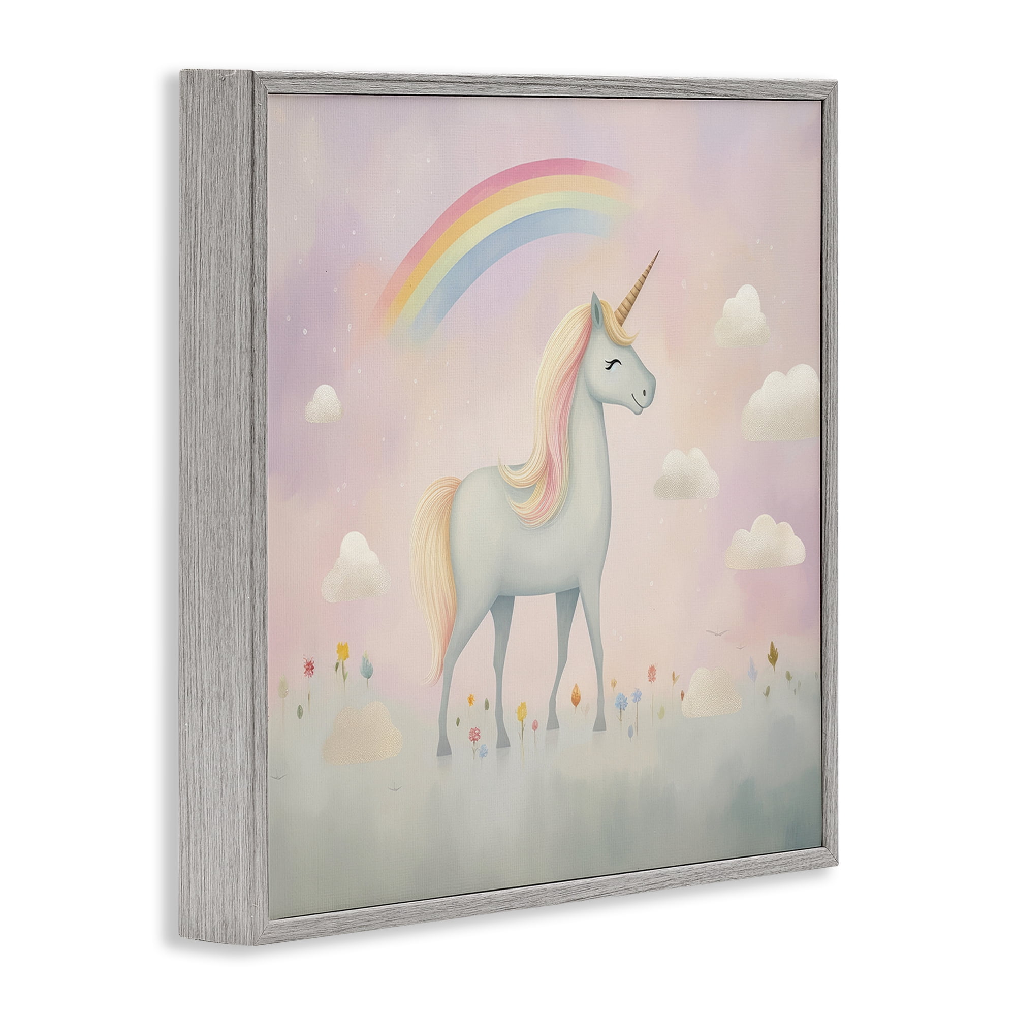 Stupell Industries Mystical Unicorn Dreams in Pastel Gray Framed Giclee Art, design by Lazar Studio