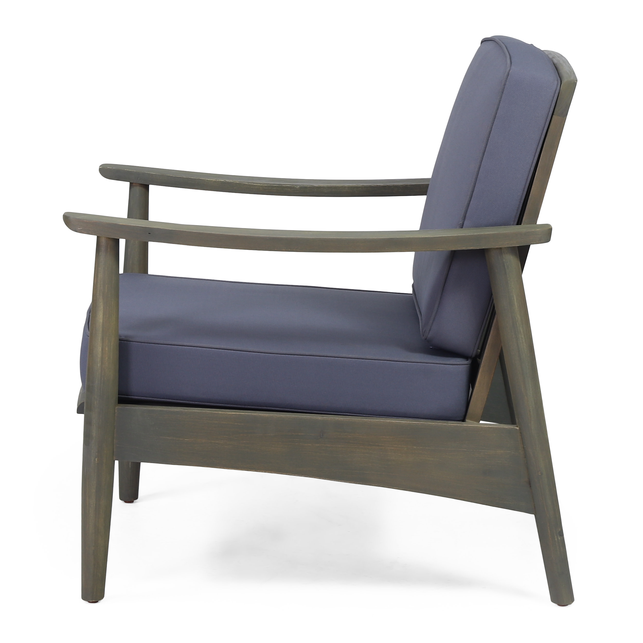 Greta Acacia Wood Outdoor Club Chair, Gray and Dark Gray