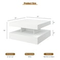 thumbnail image 7 of Modern White LED Coffee Table with Storage - 2-Tier Square Wooden Center Table for Living Room & Dining Reception, 7 of 7