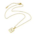 thumbnail image 2 of Ion Plating(IP) Rectangle with Initial Letter 304 Stainless Steel Pendant Necklace white Shell Real 18K golden Plated Letter W 16.06 inch(40.8cm), 2 of 4