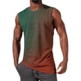 thumbnail image 2 of YUGYXL Sleeveless Tank Top for Men Crew Neck Fashion Gradient Print Athletic Shirt Casual Summer Breathable Gym Muscle Tee Army Green L, 2 of 5