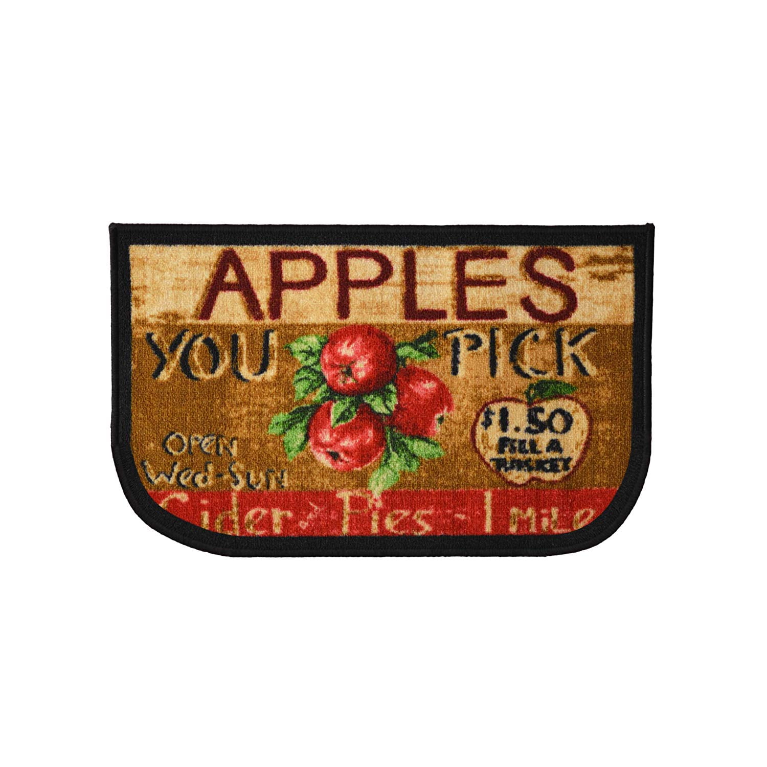 nonskid 18x30" BUNCH OF APPLES ON BEIGE D Shape,HD PRINTED NYLON KITCHEN RUG 
