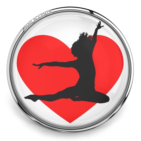 Choose Color | Dancer Leap Heart Snap Jewelry Ginger Charm Button, For Interchangeable DIY Customizable Accessories