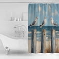 thumbnail image 4 of Small Stall Shower Curtain 36x72 Inch Narrow Half Size Beach Seagull Bath Curtains Bathroom Decor Summer Ocean Birds Blue Oil Painting Waterproof Fabric Shower Curtain Set with Hooks 36 Inch, 4 of 6