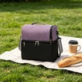 thumbnail image 3 of Bomd Insulated Lunch Bag Women Men, Dual Compartment Leakproof Lunch Box Adults Kids, Double Decker Meal Prep Bento Lunch Cooler Tote with Shoulder Strap for Work Office Travel Purple, 3 of 6