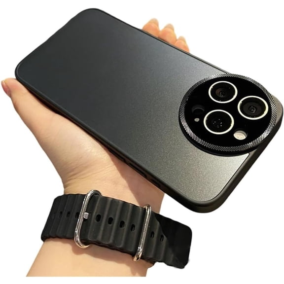 Designed for iPhone Case,Luxury Matter Skin Touch Hard PC Circular Camera Lens Protection Shockproof Protective Cover Phone Case (iPhone 14 Plus,Black)
