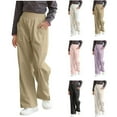 thumbnail image 7 of FAIWAD Kids Boys Girls School Uniform Pants Solid Color Straight Leg Trousers Elastic Waist Casual Pull On Sweatpants with Pockets, 7 of 7