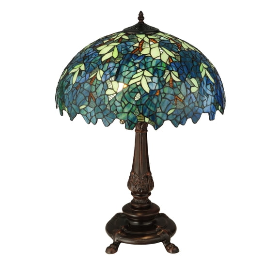 Meyda Tiffany 124815 Nightfall Wisteria 2 Light 26" Tall Hand-Crafted Table Lamp -